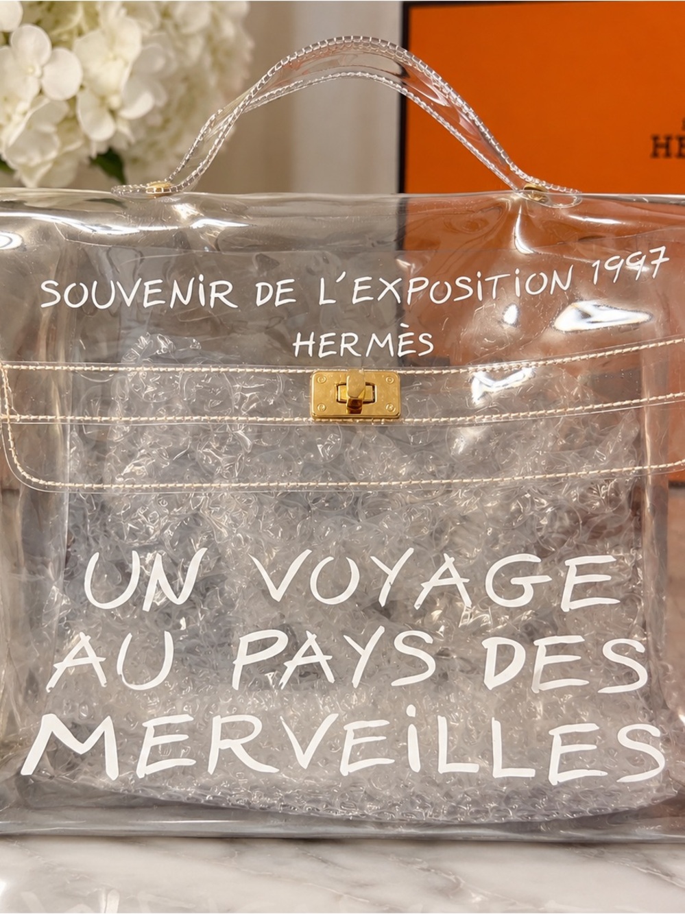 Hermes Souvenir 1997 Translucent Clear Kelly Bag.